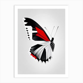 Red Admiral Butterfly Black & White Geometric 1 Art Print