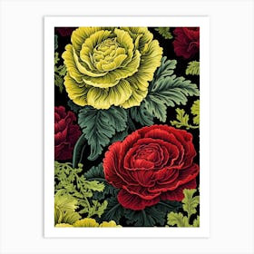 Ornamental Kale And Cabbage 2 William Morris Style Winter Florals Art Print