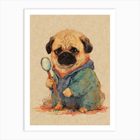 Pug Detective 1 Art Print