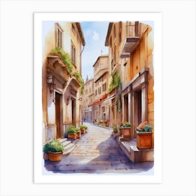 Watercolor Street Painting Art Print