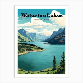 Waterton Lakes National Park Alberta Canada Adventure Travel Art Illustration Art Print