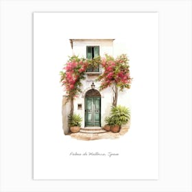 Palma De Mallorca, Spain   Mediterranean Doors Watercolour Painting 2 Poster Art Print