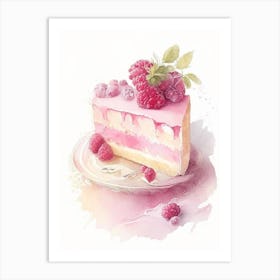 Raspberry Cheesecake Dessert Gouache Flower Art Print