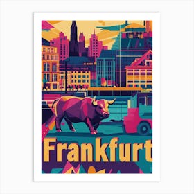 Aihrgdesign A 1970s Inspired Travel Poster For Frankfurt 1 Art Print