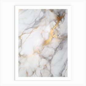 Gold And White Marble Art Print