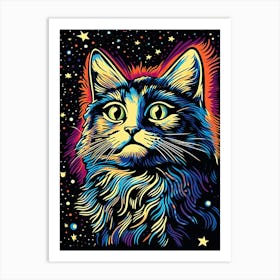 Celestial Purrsuit, Psychedelic Cats series Art Print