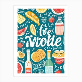 Be Noodle, Food And Drink Seamless Pattern, Foodie Traveler A Delicious Pattern Featuring Iconic Dishes From Different Countries Art Print