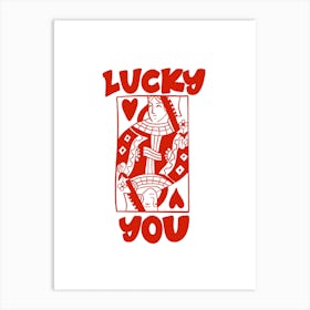 Lucky You, Red, Playing Cards, Art, Design, Wall Print Art Print