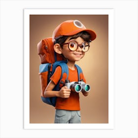 Boy With Binoculars Art Print