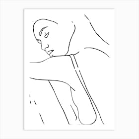 Woman Outline Black And White Art Print