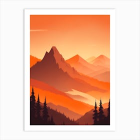 Misty Mountains Vertical Composition In Orange Tone 36 Art Print