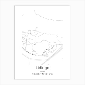 Lidingo,Sweden Minimalist Map Art Print