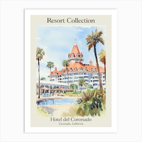 Poster Of Hotel Del Coronado   Coronado, California   Resort Collection Storybook Illustration 4 Art Print