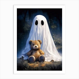 Ghost And Teddy Bear Art Print