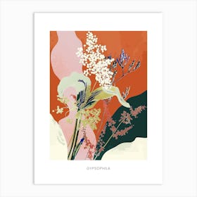 Colourful Flower Illustration Poster Gypsophila 2 Art Print