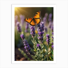 Butterfly On Lavender Flowers 5 Art Print