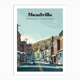 Meadville Pennsylvania Town Digital Travel Art Art Print