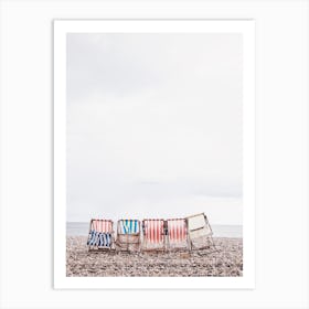 Colored Striped Beach Chairs Beach Seaton Art Print
