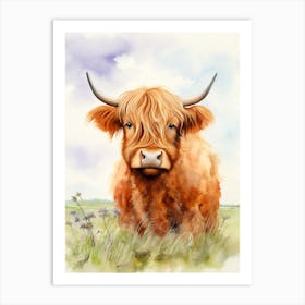 Highland Cow In The Grassy Land 5 Art Print