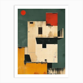 Japandi Cubist Fusion: Houses' Art Print