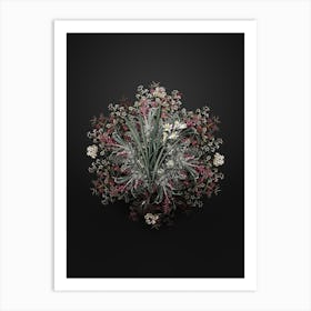 Vintage Gladiolus Xanthospilus Flower Wreath on Wrought Iron Black n.0507 Art Print