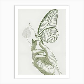 Butterfly In Hand Art Print