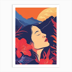 Asian Girl With Flowers 2 Art Print