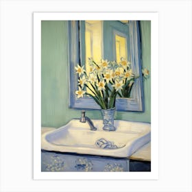 Bathroom Vanity Painting With A Daffodil Bouquet 4 Art Print