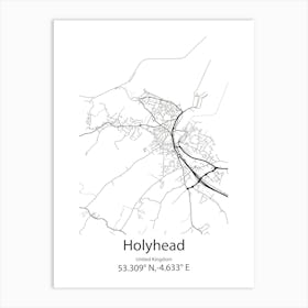 Holyhead,United Kingdom Minimalist Map Poster