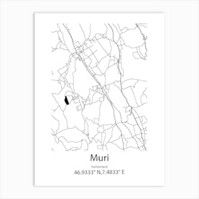 Muri,Switzerland Minimalist Map Art Print