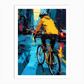 Rainy Day biker  sport Art Print