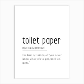 Toilet Paper Definition Poster - Dictionary Art Print