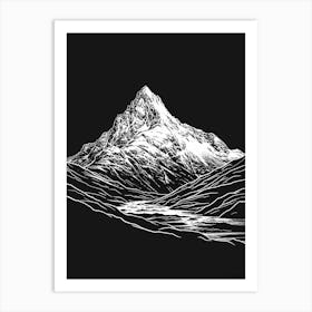 Creag Meagaidh Mountain Line Drawing 8 Art Print