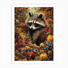 Raccoon Autumn Harvest 1 Art Print