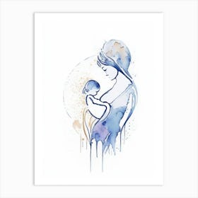 Mother And Child Symbol Symbol Minimal Watercolour Art Print