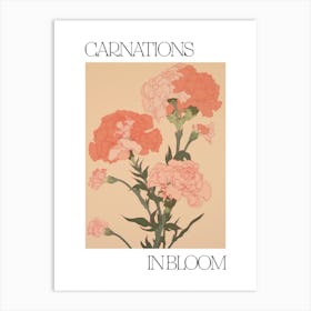 Carnations In Bloom Flowers Bold Illustration 3 Art Print