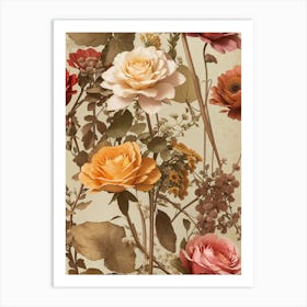 Wallpaper of Roses Floral Fusion Art Print