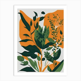 Boho Orange green Abstract Art Print