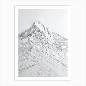 Makalu Nepalchina Line Drawing 2 Art Print