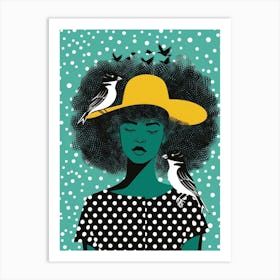 Afro Girl With Birds Art Print