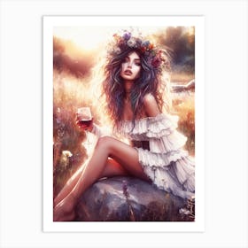 A Bohemian Woman In A Flowery Meadow 2 Art Print