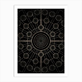 Geometric Glyph Radial Array in Glitter Gold on Black n.0315 Art Print