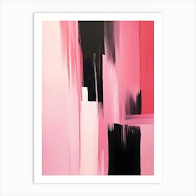 Pink And Black Abstract Painting Art Print