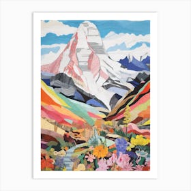 Mount Everest Nepal 3 Colourful Mountain Illustration Art Print