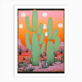 Mexican Style Cactus Illustration Moon Cactus 1 Art Print