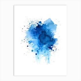 Blue Watercolor Splatter Art Print