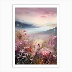 Pink Flowers In The Meadow Art Print