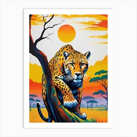 Leopard In The Sunset Art Print