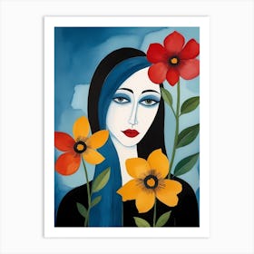 Floral Woman Painting (4) Art Print