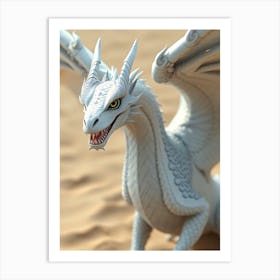 White Dragon inDesert Art Print